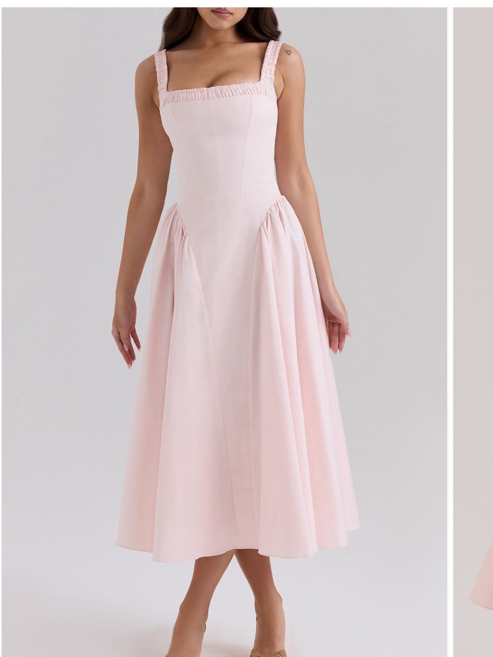 House of CB Blush Pink Square-Neck Midi Dress - Picture 1 of 3